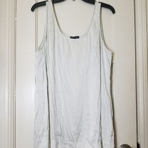 EILEEN FISHER gray crinkle silk round neck sleeveless tank top large L